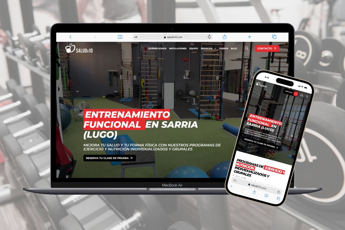 Web de gimnasio para entrenamiento funcional en ordenador y móvil - Saludx10